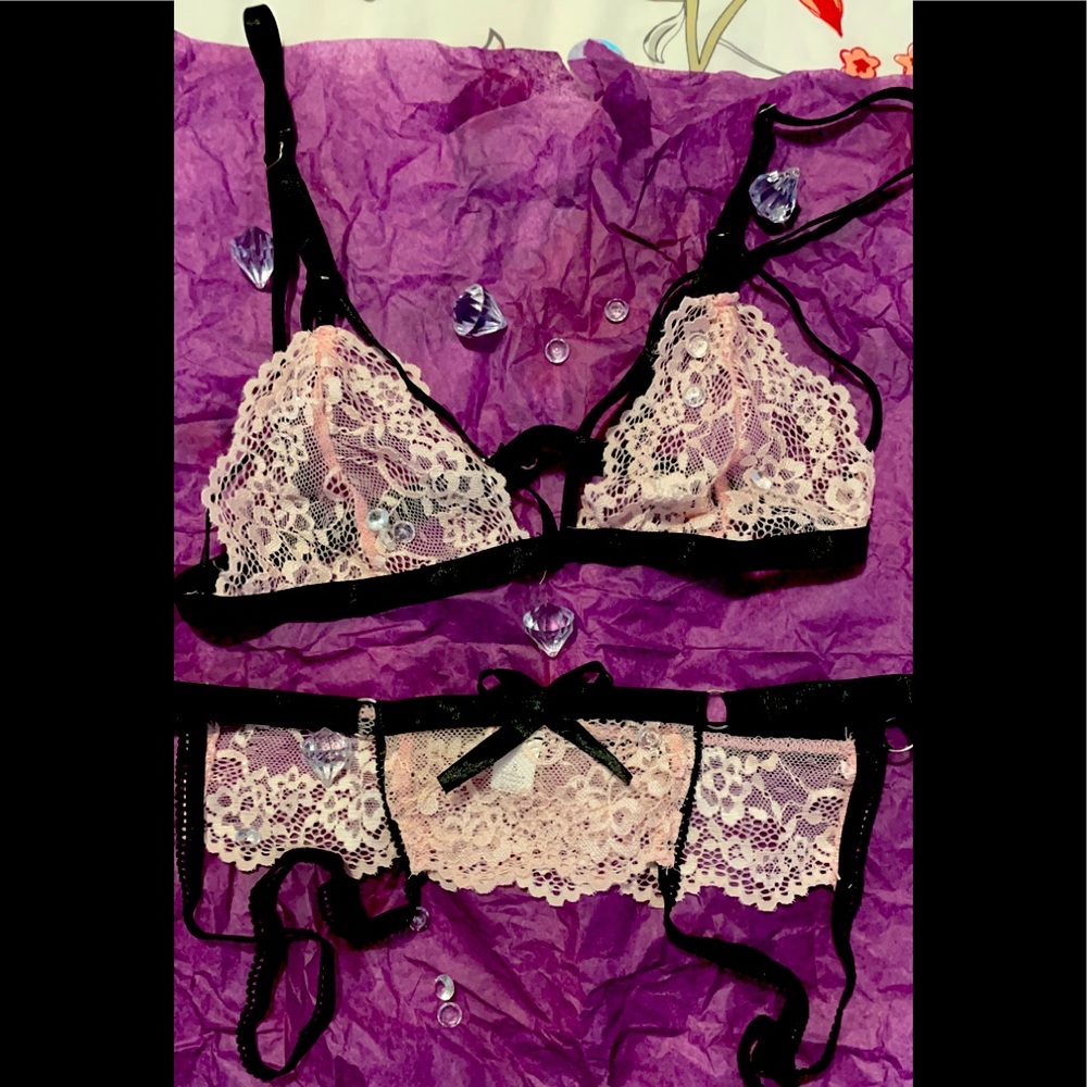 Pink lace lingerie